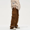 Mens Cotton Multi Pockets Wide Leg Cargo Pants